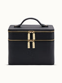 AURA  Siyah Granürlü Vegan Deri Çift Katlı Makyaj Çantası - Görsel 2